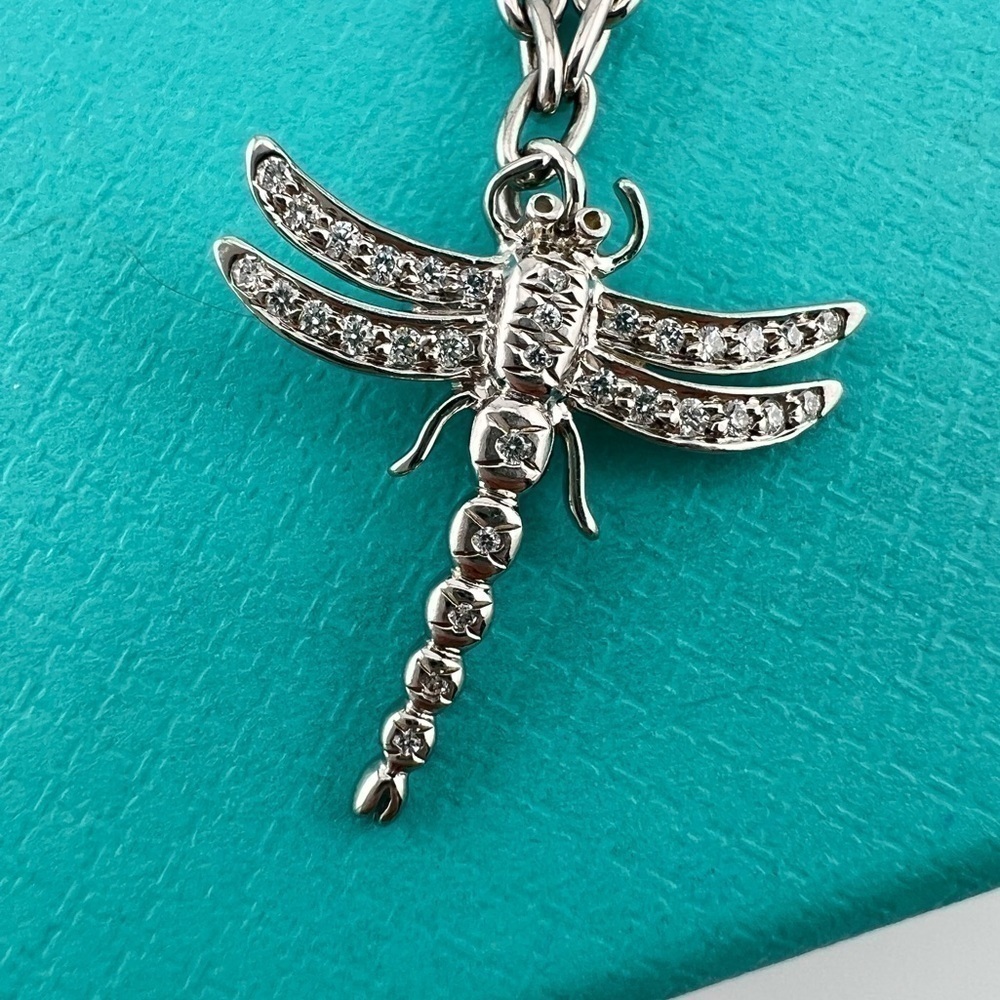 RARE Tiffany & Co. Platinum Diamond Dragonfly Bracelet 7.675" 🪲